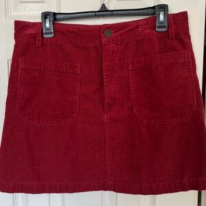 Copper Key Deep Red Corduroy Mini Skirt